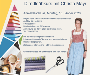 Ankündigung: Dirndlnähkurs mit Christa Mayr