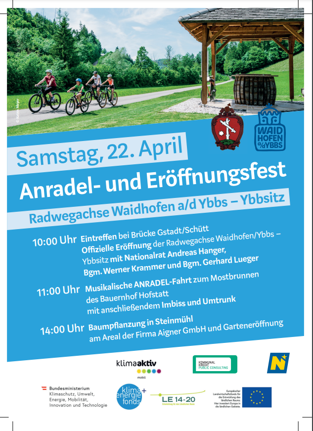 Einladung zum Anradel- und Eröffnungsfest „Radachse Waidhofen an der Ybbs – Ybbsitz“
