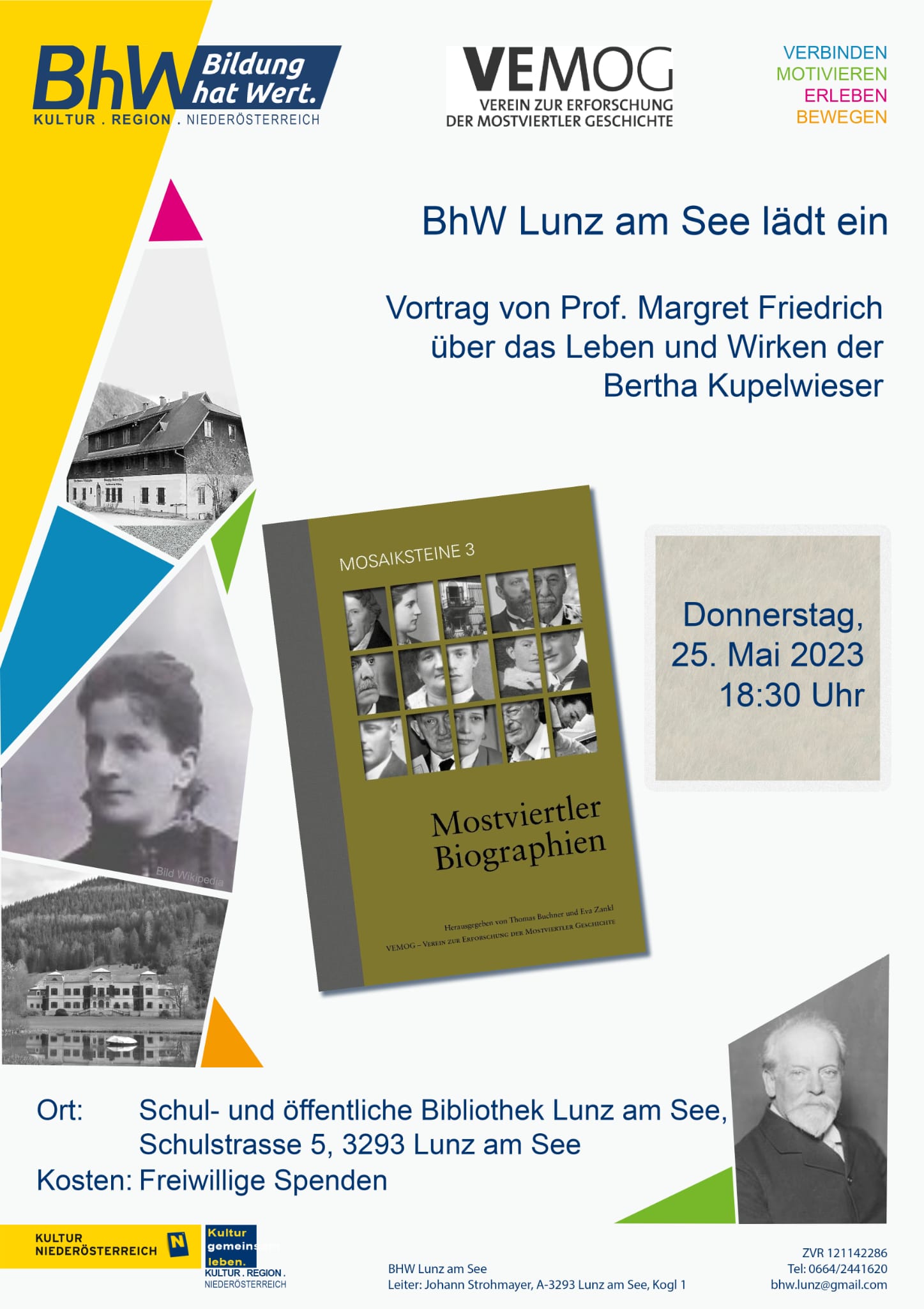 Ankündigung: BhW Vortrag – Das Leben und Wirken der Bertha Kupelwieser