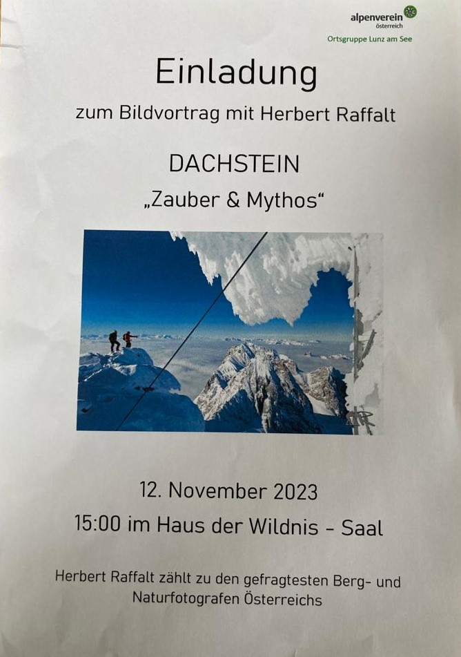Einladung Bildvortrag Dachstein – Alpenverein Lunz am See