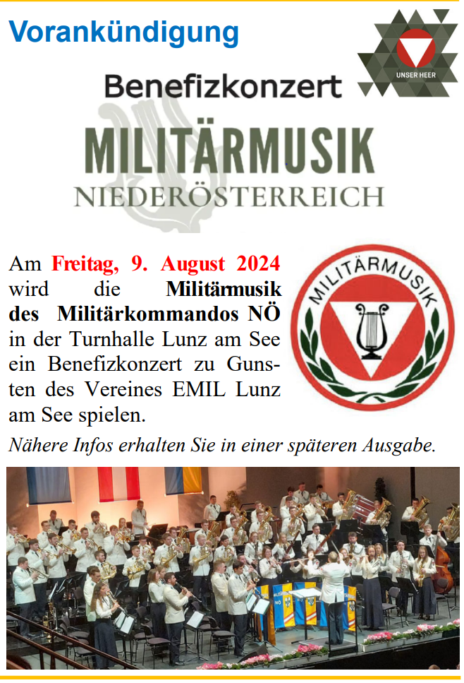 Benefizkonzert der Militärmusik für EMIL Lunz