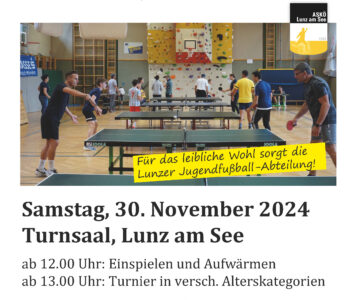 Ankündigung: 7. Tischtennis-Turnier für Hobby-SpielerInnen